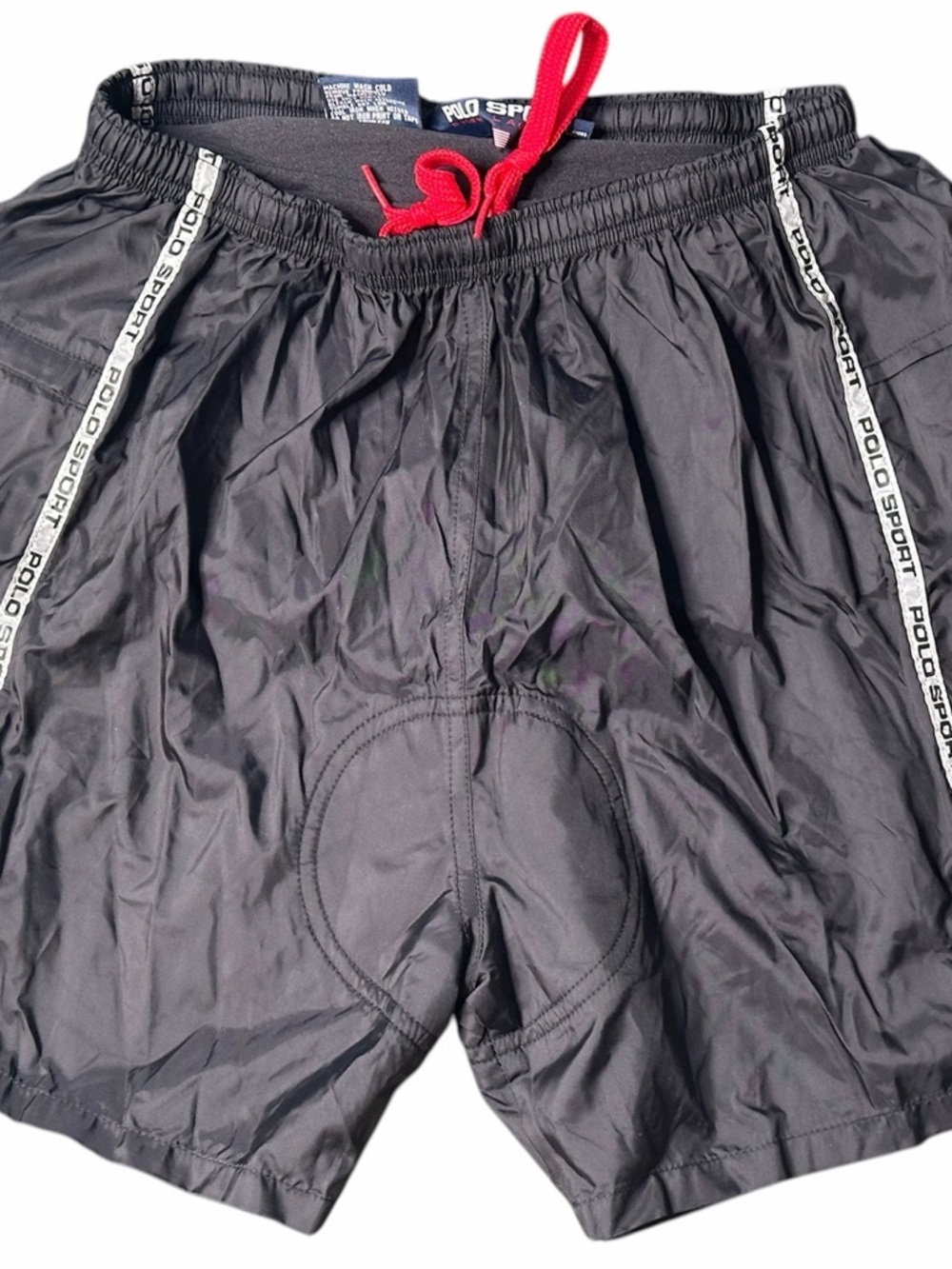Polo by Ralph Lauren Men’s Black Athletic Shorts with Red Drawstring